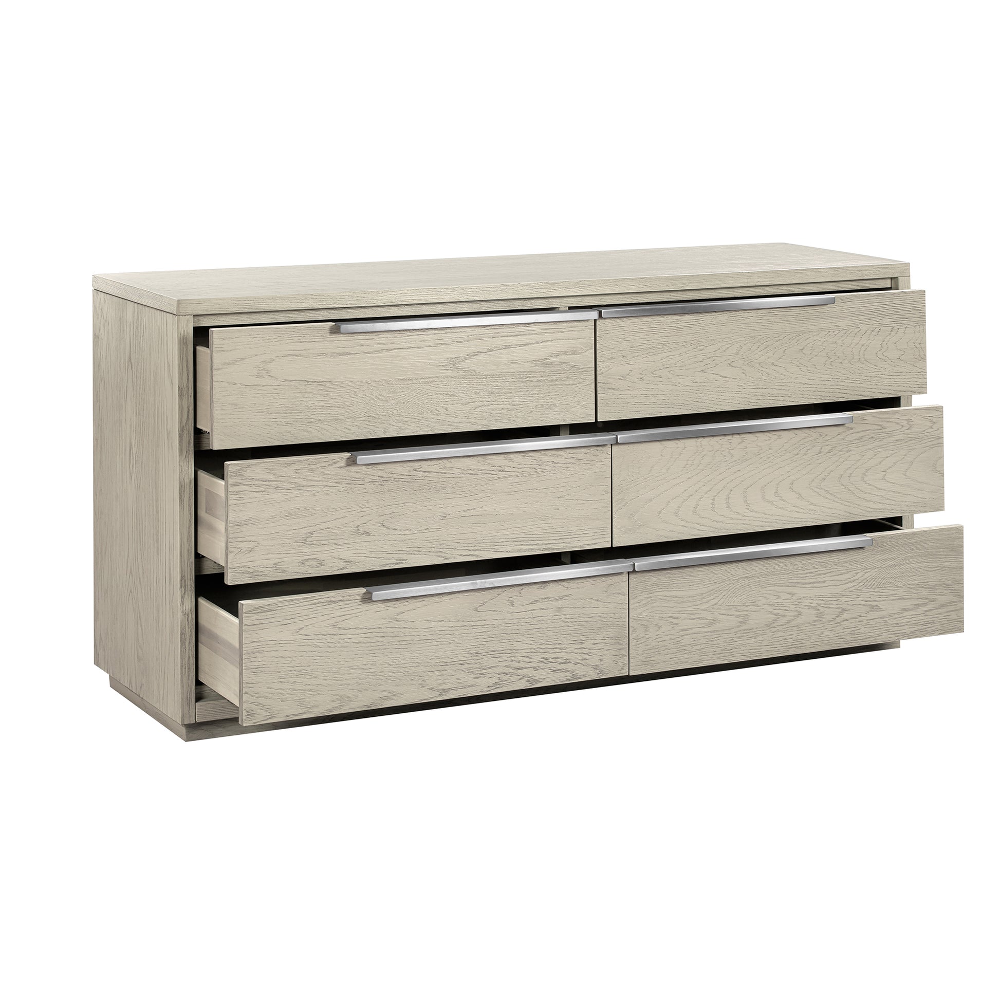 63" Gray Solid Wood Six Drawer Double Dresser-Dressers-DECOROLALA