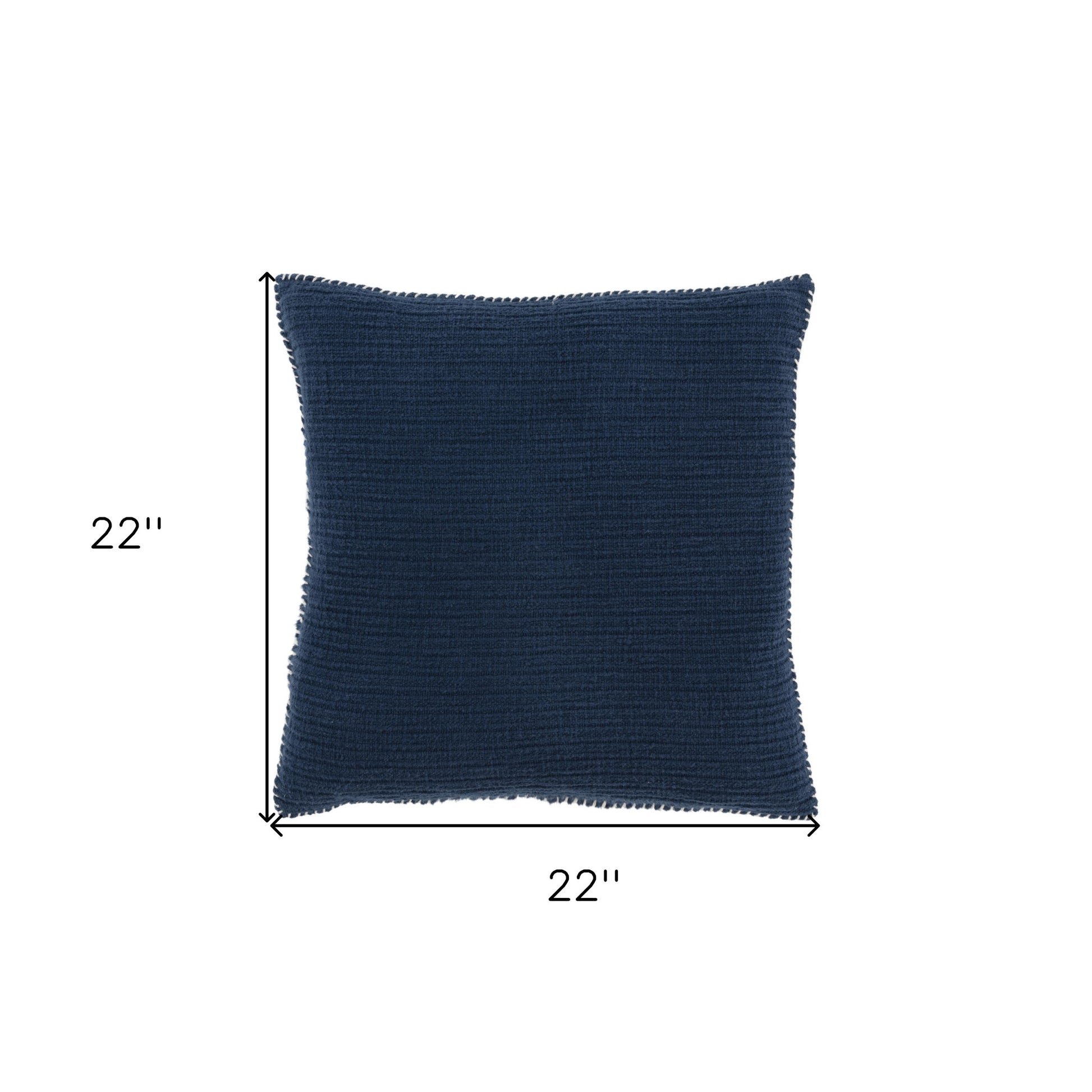 22" Navy Blue Striped Cotton Throw Pillow-Accent Throw Pillows-DECOROLALA