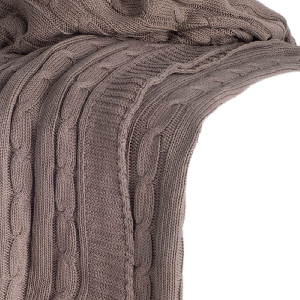 Brown Knitted 100% Cotton Throw Blanket-Throws & Blankets-DECOROLALA