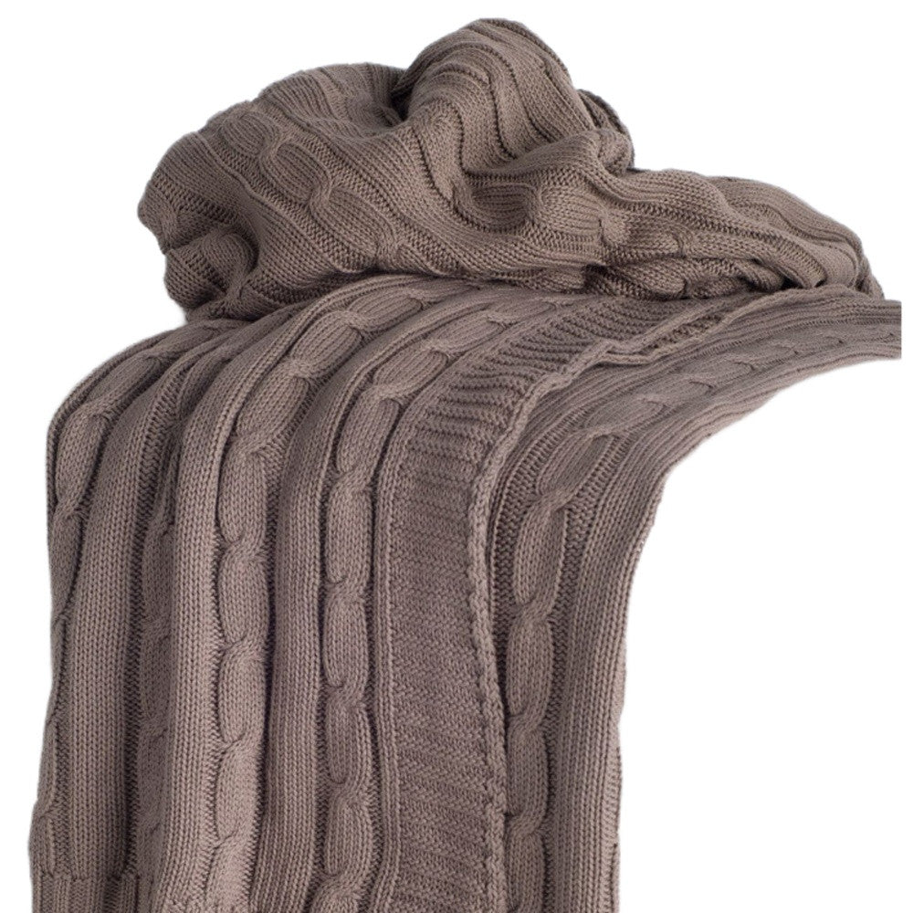 Brown Knitted 100% Cotton Throw Blanket-Throws & Blankets-DECOROLALA