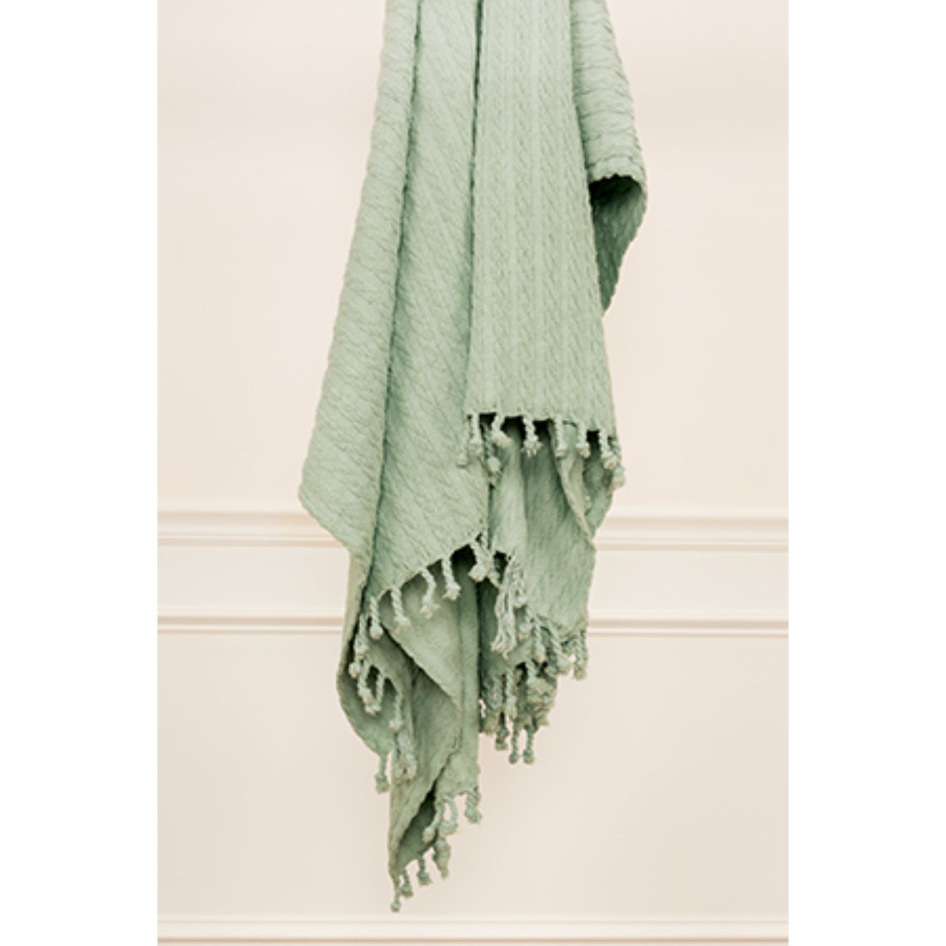 Aqua Knitted 100% Cotton Throw Blanket-Throws & Blankets-DECOROLALA