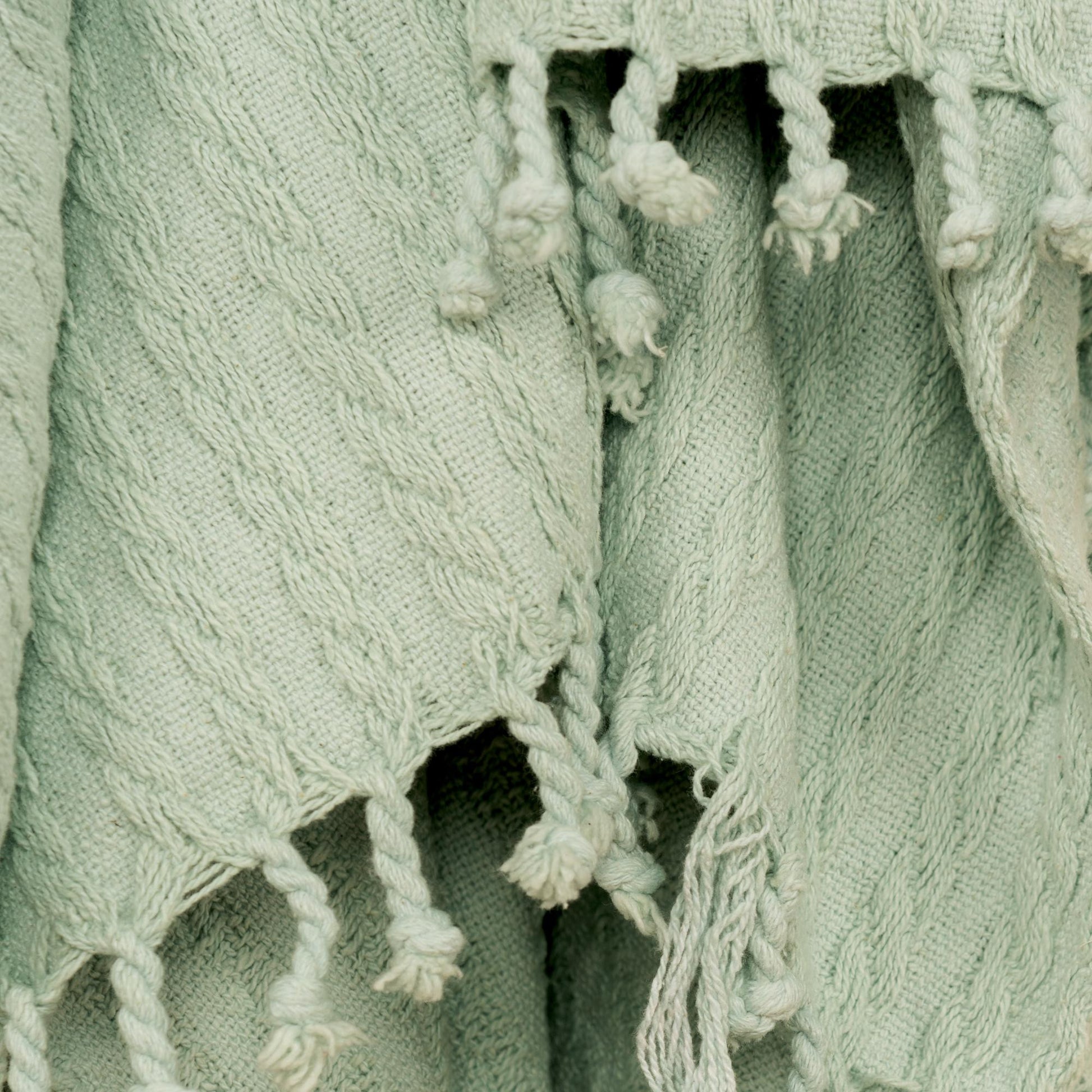 Aqua Knitted 100% Cotton Throw Blanket-Throws & Blankets-DECOROLALA