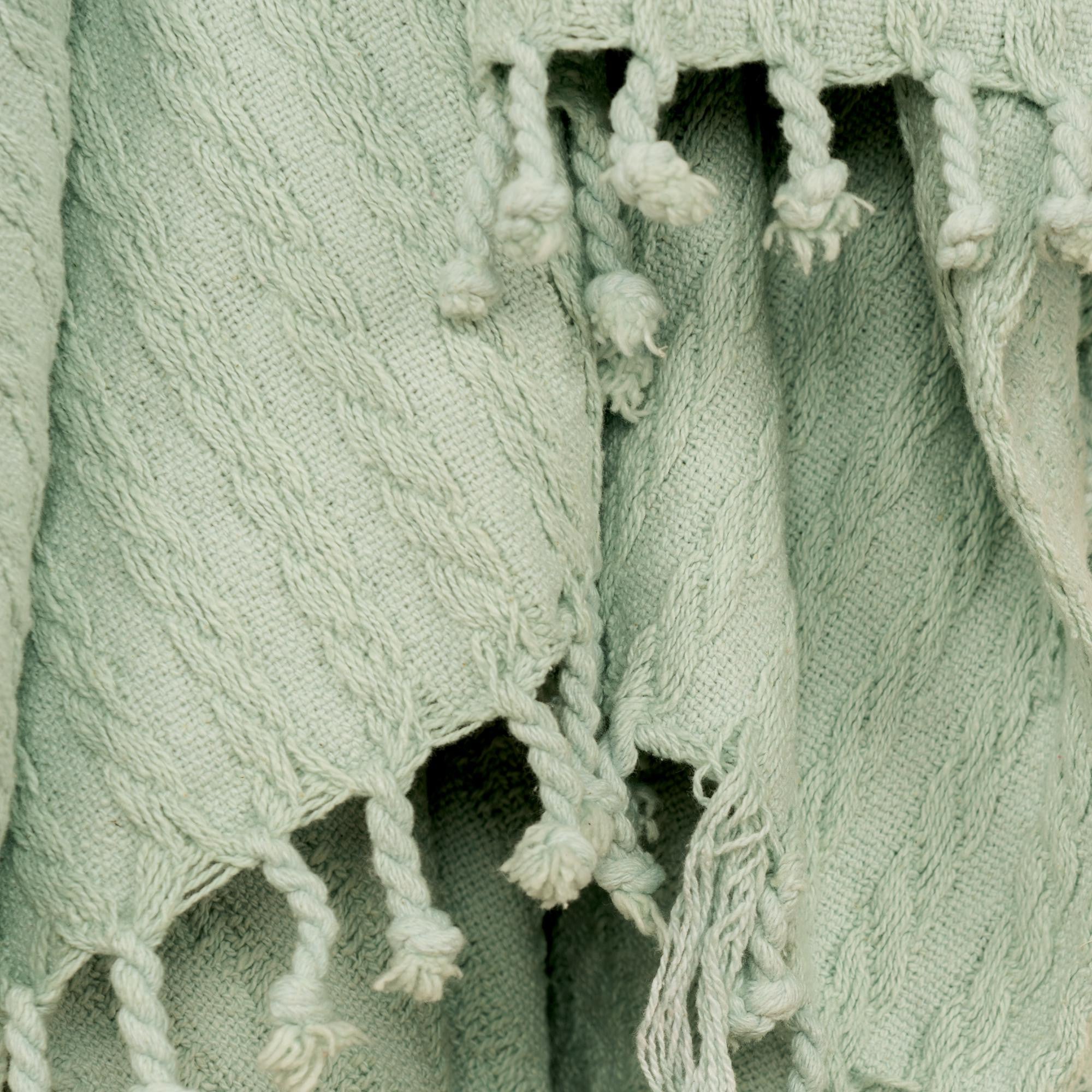 Aqua Knitted 100% Cotton Throw Blanket-Throws & Blankets-DECOROLALA
