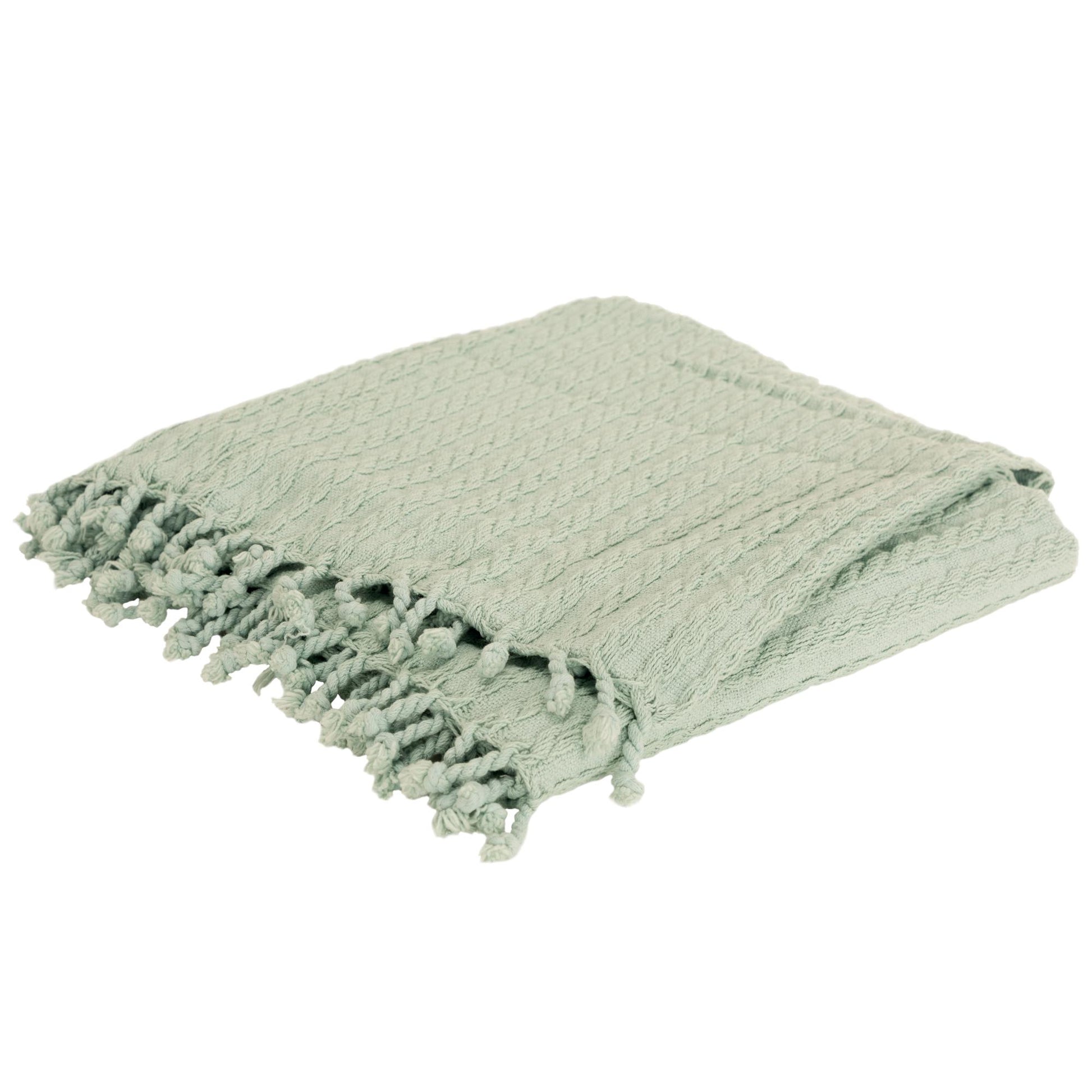Aqua Knitted 100% Cotton Throw Blanket-Throws & Blankets-DECOROLALA