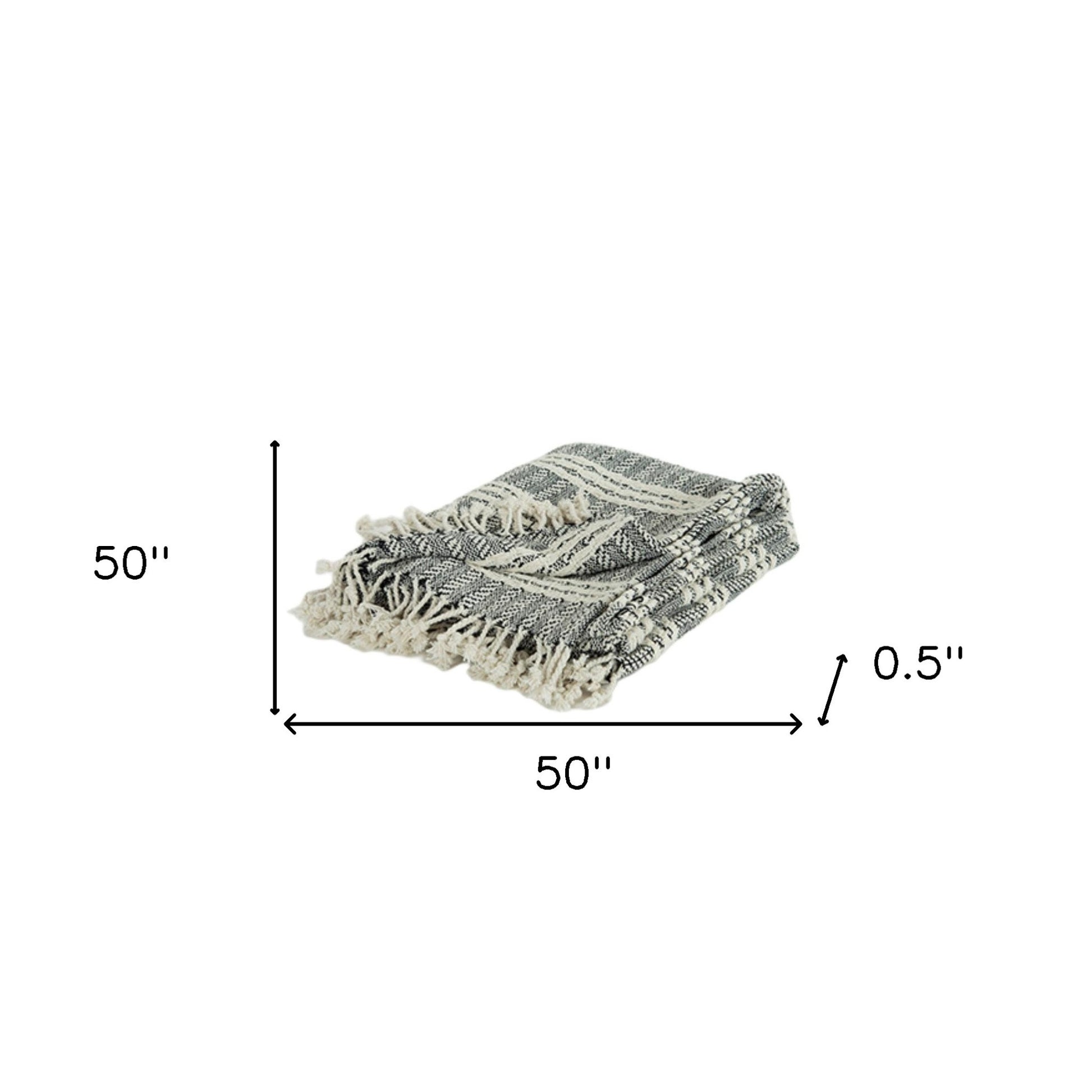 Black Woven 100% Cotton Throw Blanket-Throws & Blankets-DECOROLALA