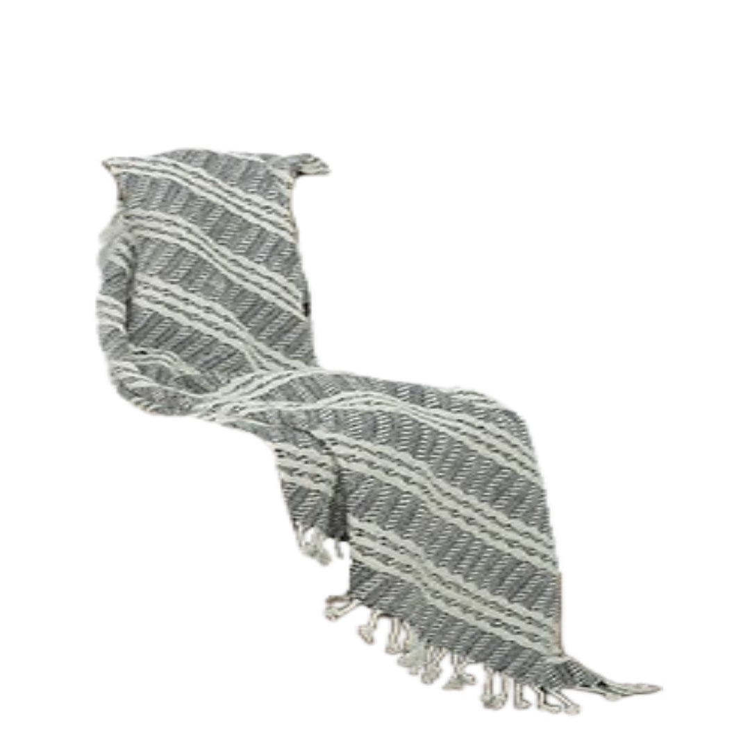 Black Woven 100% Cotton Throw Blanket-Throws & Blankets-DECOROLALA