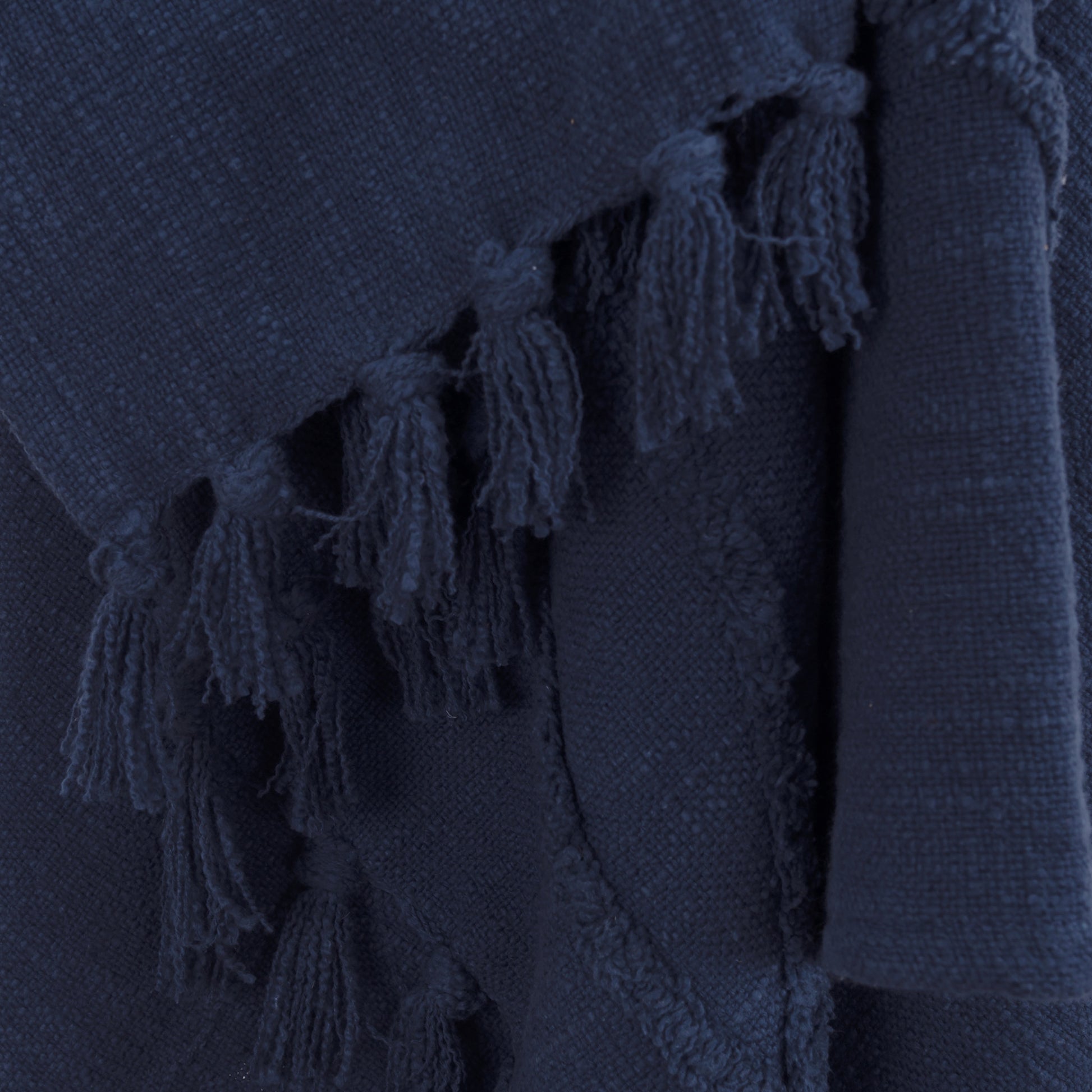 50" X 50" Blue Floral Cotton Woven Throw Blanket with Fringe-Throws & Blankets-DECOROLALA