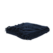50" X 50" Blue Floral Cotton Woven Throw Blanket with Fringe-Throws & Blankets-DECOROLALA