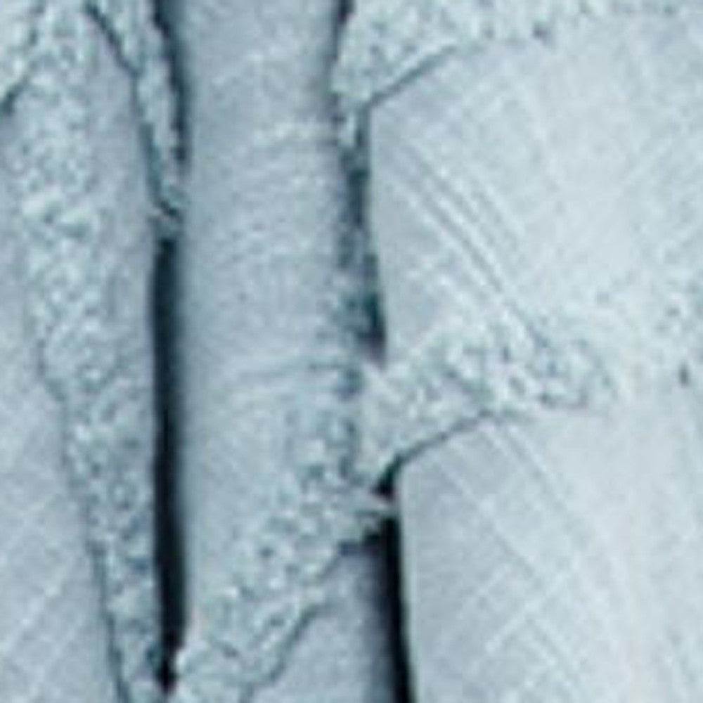 50" X 60" Light Blue Cotton Woven Throw Blanket with Tassels And Fringe-Throws & Blankets-DECOROLALA