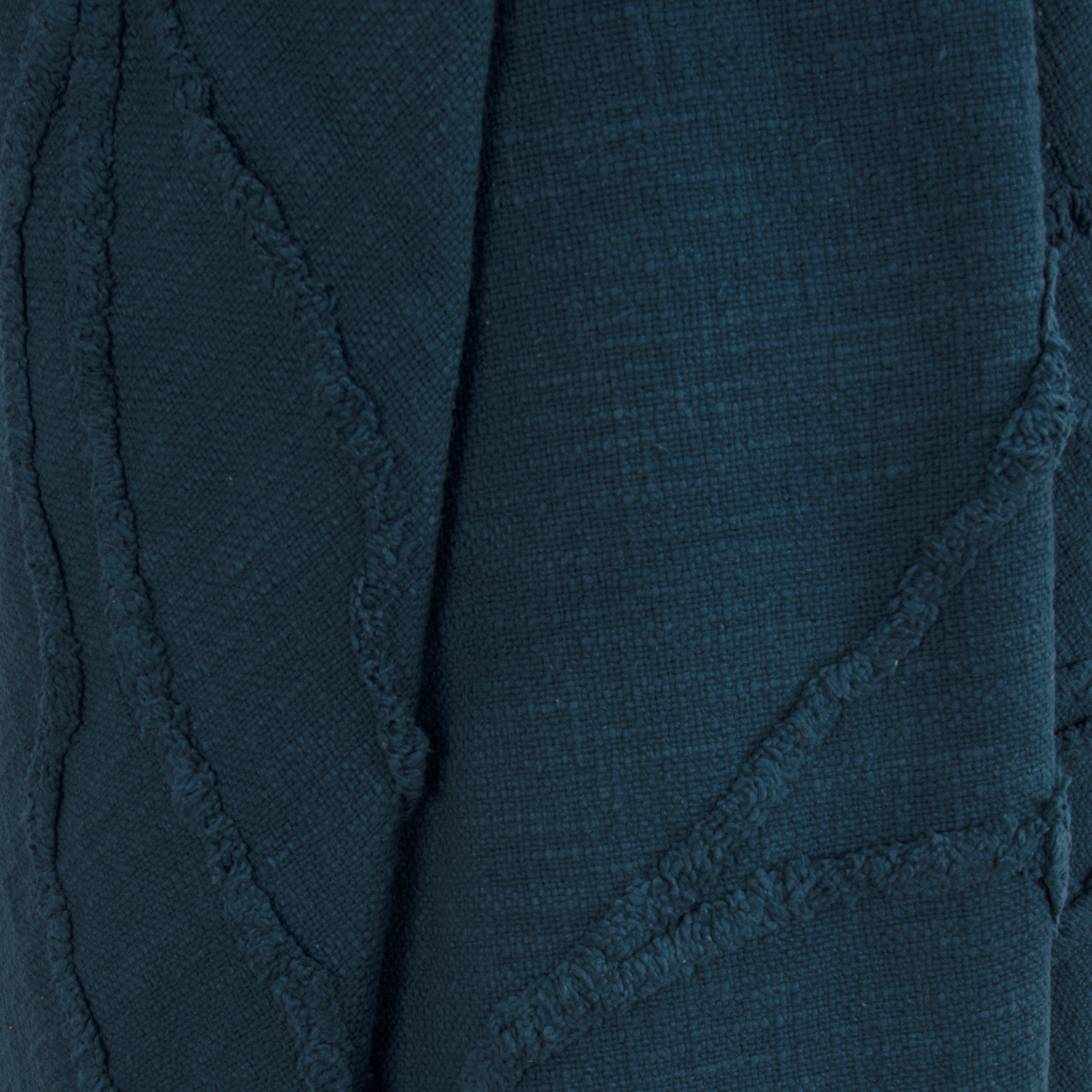 Teal Blue Woven 100% Woven Textured Cotton Throw Blanket-Throws & Blankets-DECOROLALA