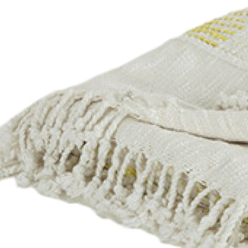 Yellow Woven Cotton Throw Blanket-Throws & Blankets-DECOROLALA