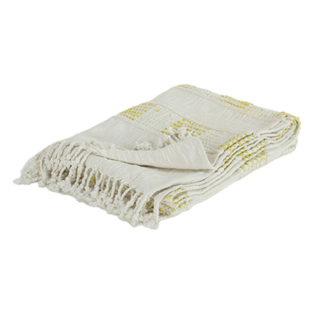 Yellow Woven Cotton Throw Blanket-Throws & Blankets-DECOROLALA