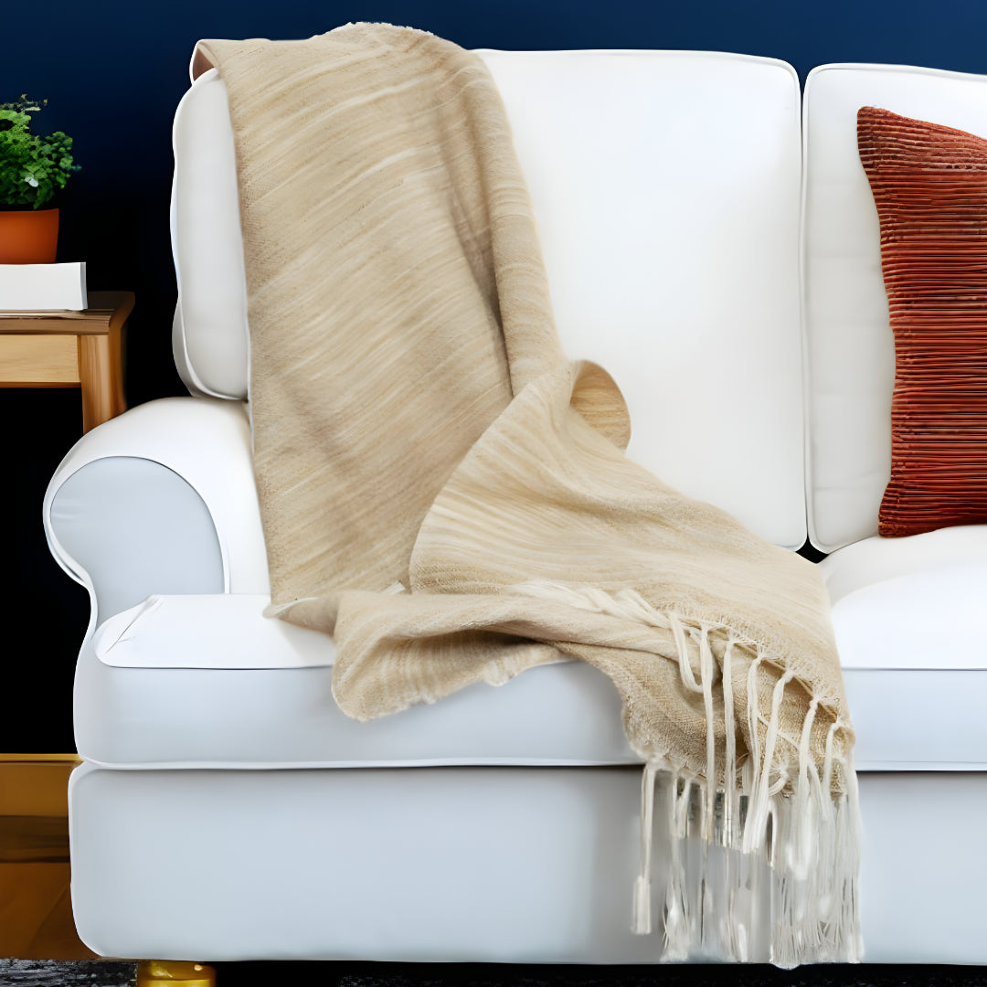 Beige Woven 100% Poly Pet Throw Blanket-Throws & Blankets-DECOROLALA