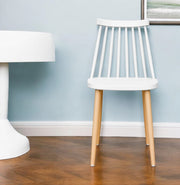 White And Natural Metal and Plastic Windsor Back Dining Side Chair-0
