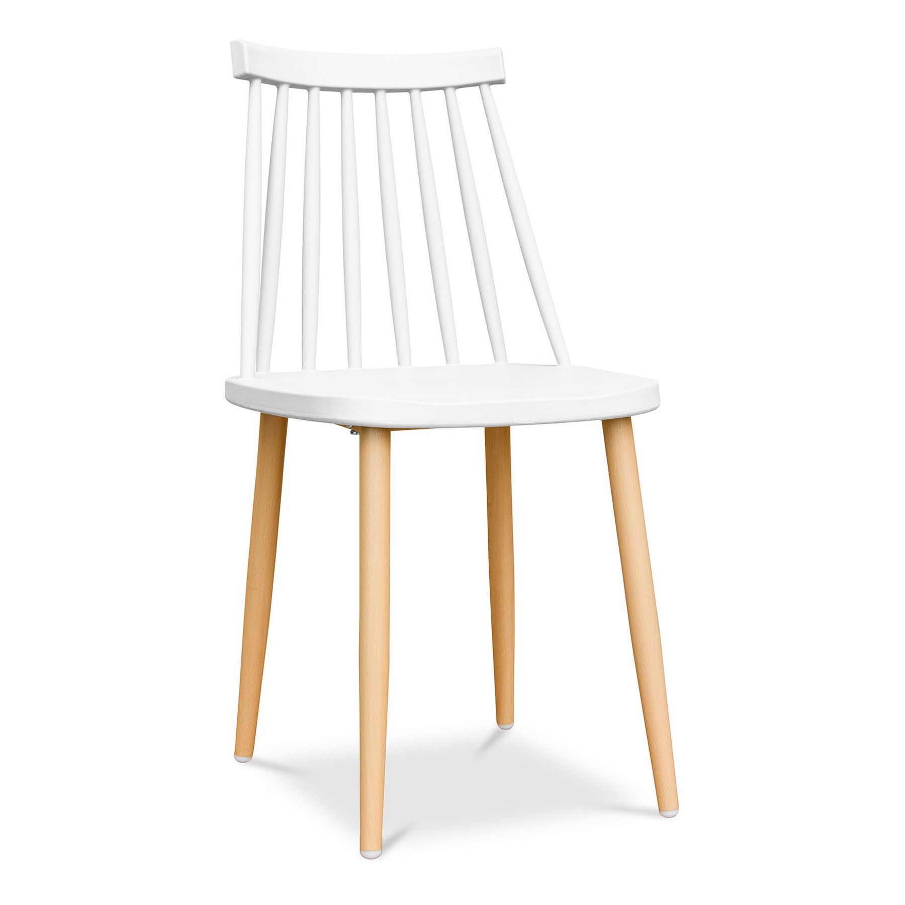 White And Natural Metal and Plastic Windsor Back Dining Side Chair-2