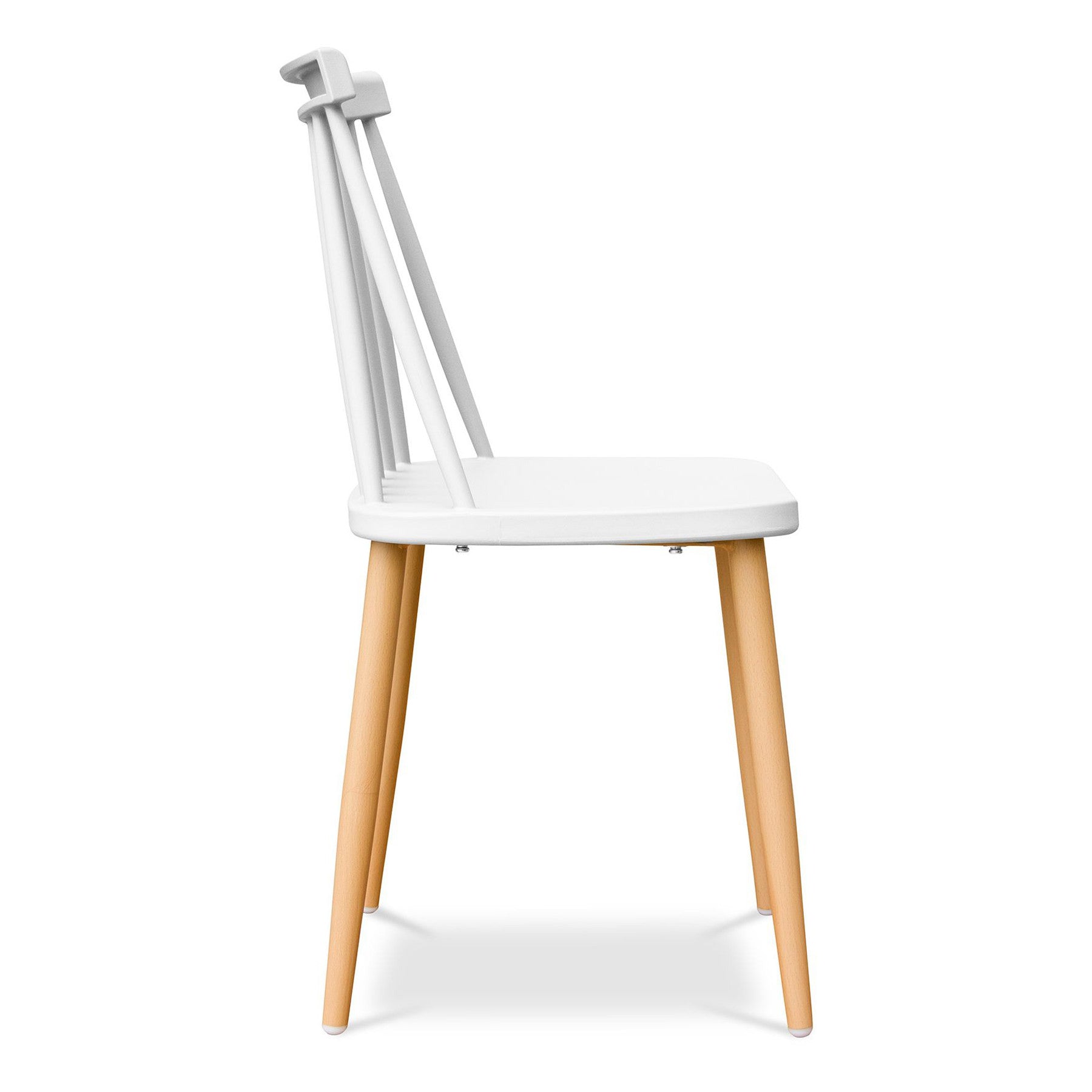White And Natural Metal and Plastic Windsor Back Dining Side Chair-3