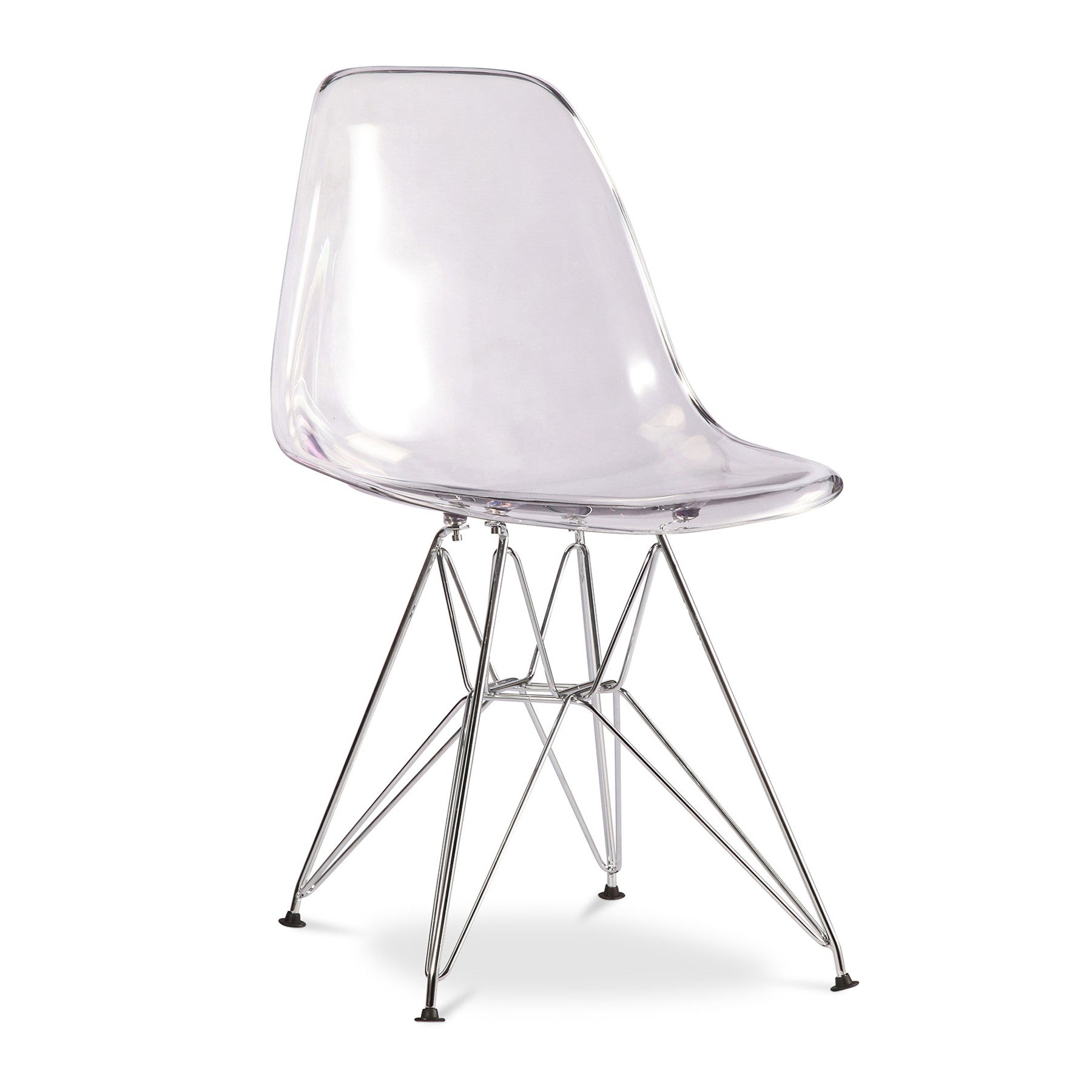 Clear and Silver Steel Dining Side Chair-Dining Chairs-DECOROLALA