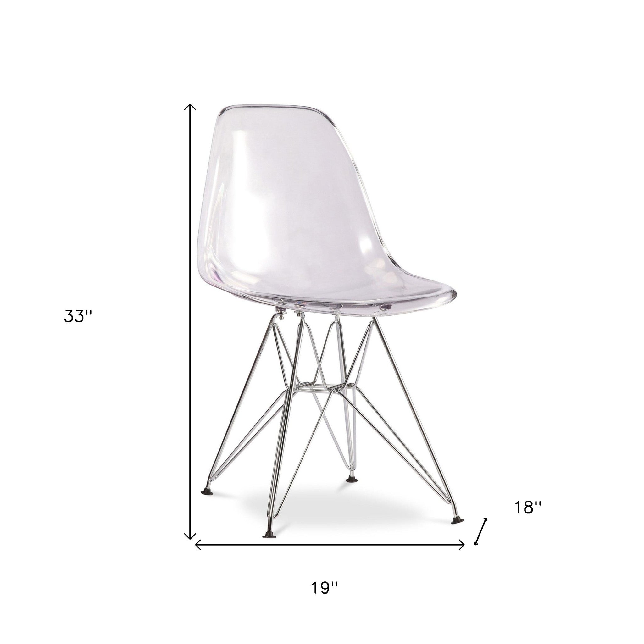 Clear and Silver Steel Dining Side Chair-Dining Chairs-DECOROLALA