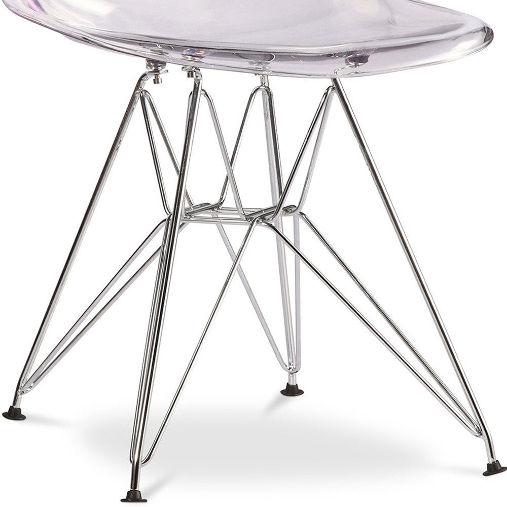 Clear and Silver Steel Dining Side Chair-Dining Chairs-DECOROLALA