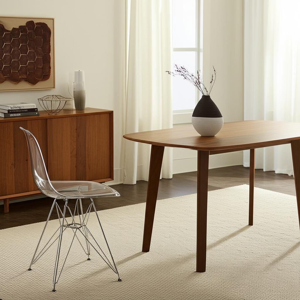 Clear and Silver Steel Dining Side Chair-Dining Chairs-DECOROLALA