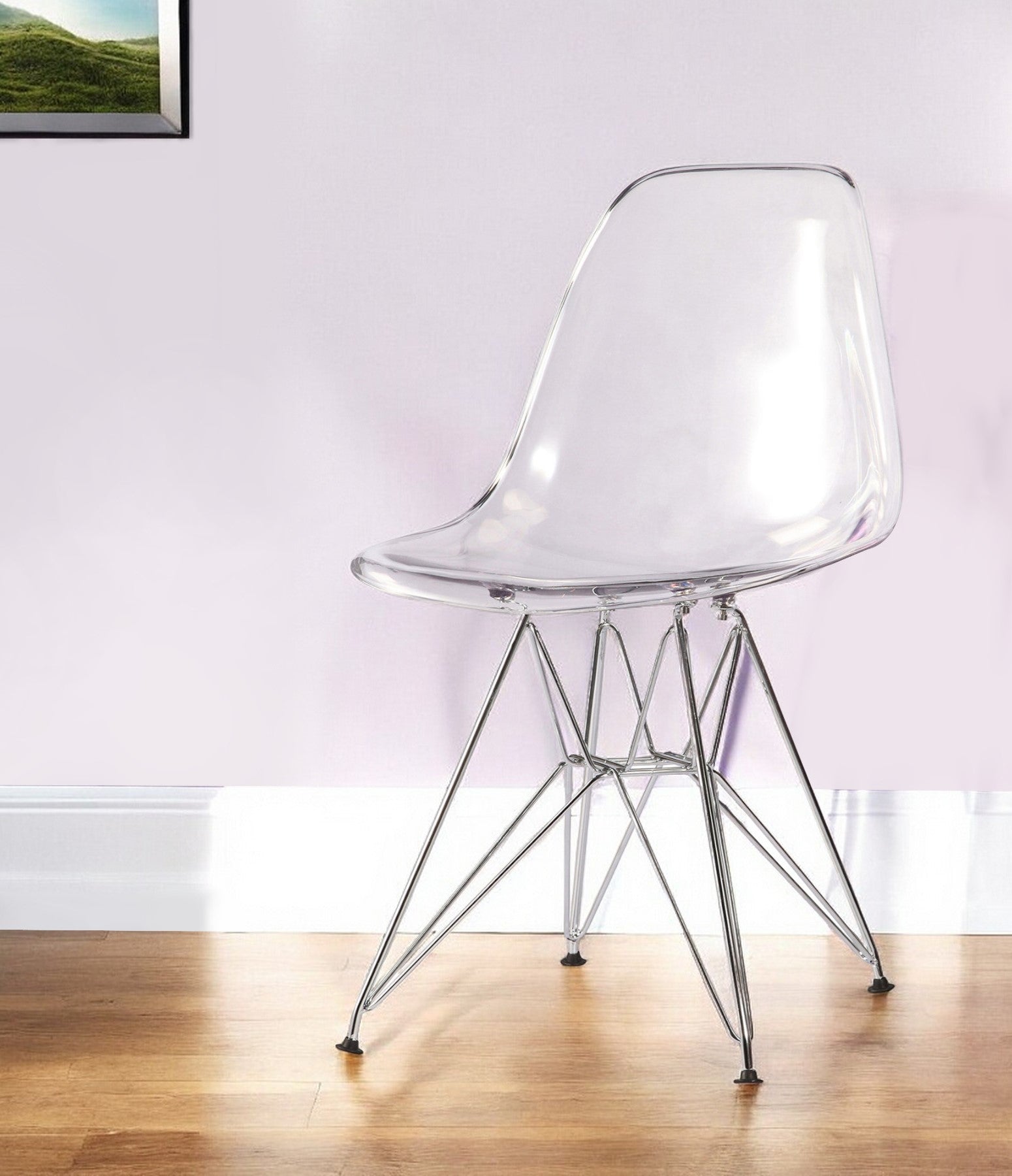 Clear and Silver Steel Dining Side Chair-Dining Chairs-DECOROLALA