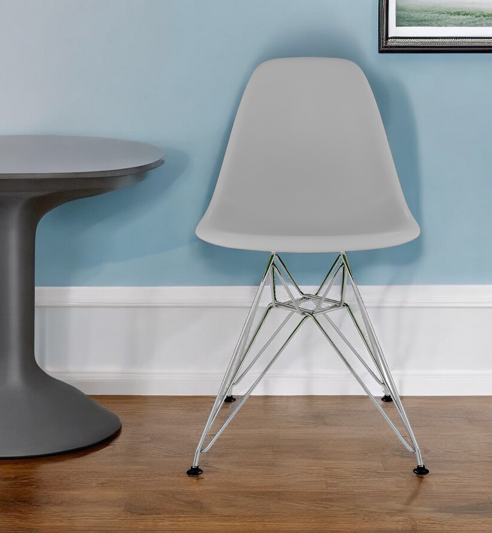 Gray and Silver Steel Dining Side Chair-Dining Chairs-DECOROLALA