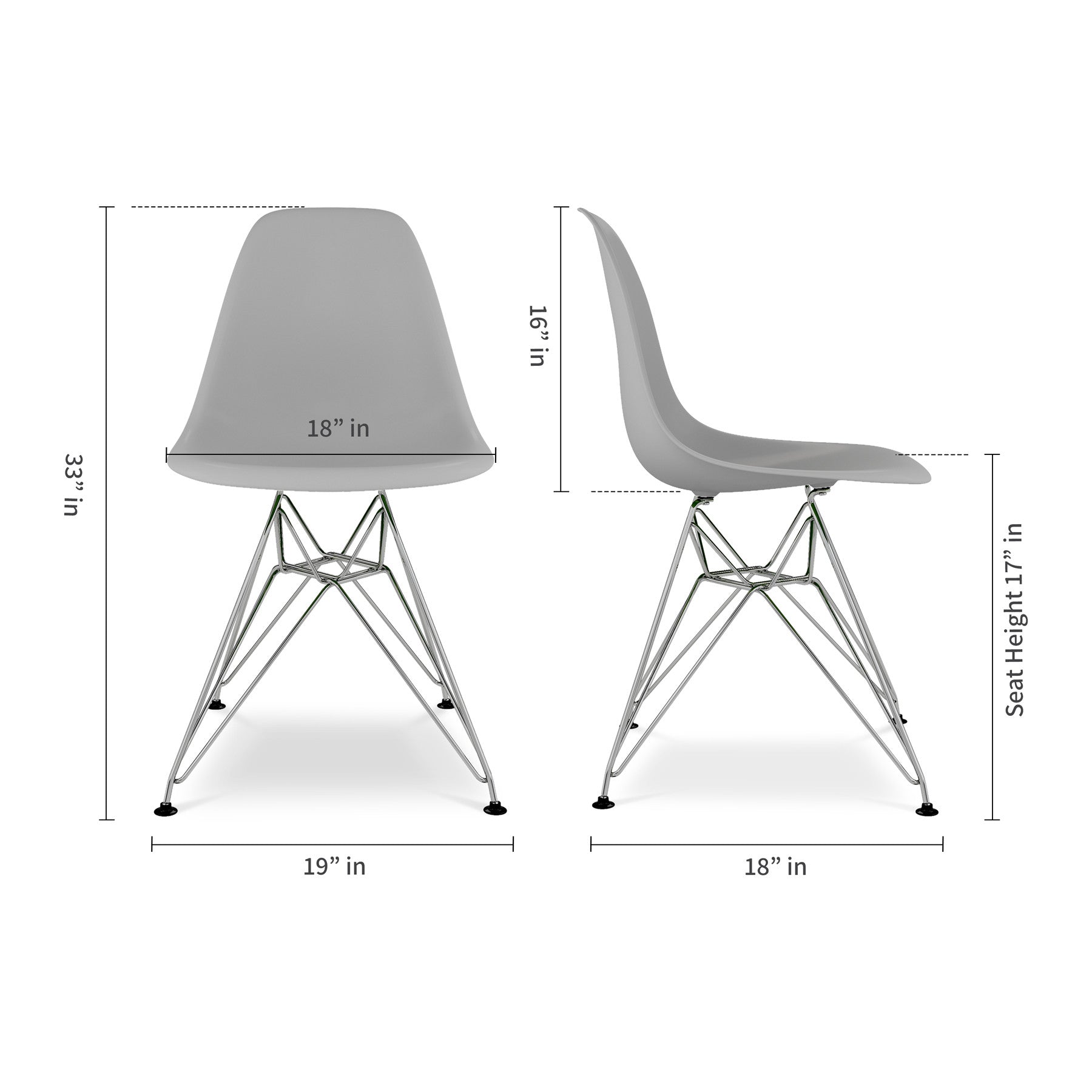 Gray and Silver Steel Dining Side Chair-Dining Chairs-DECOROLALA