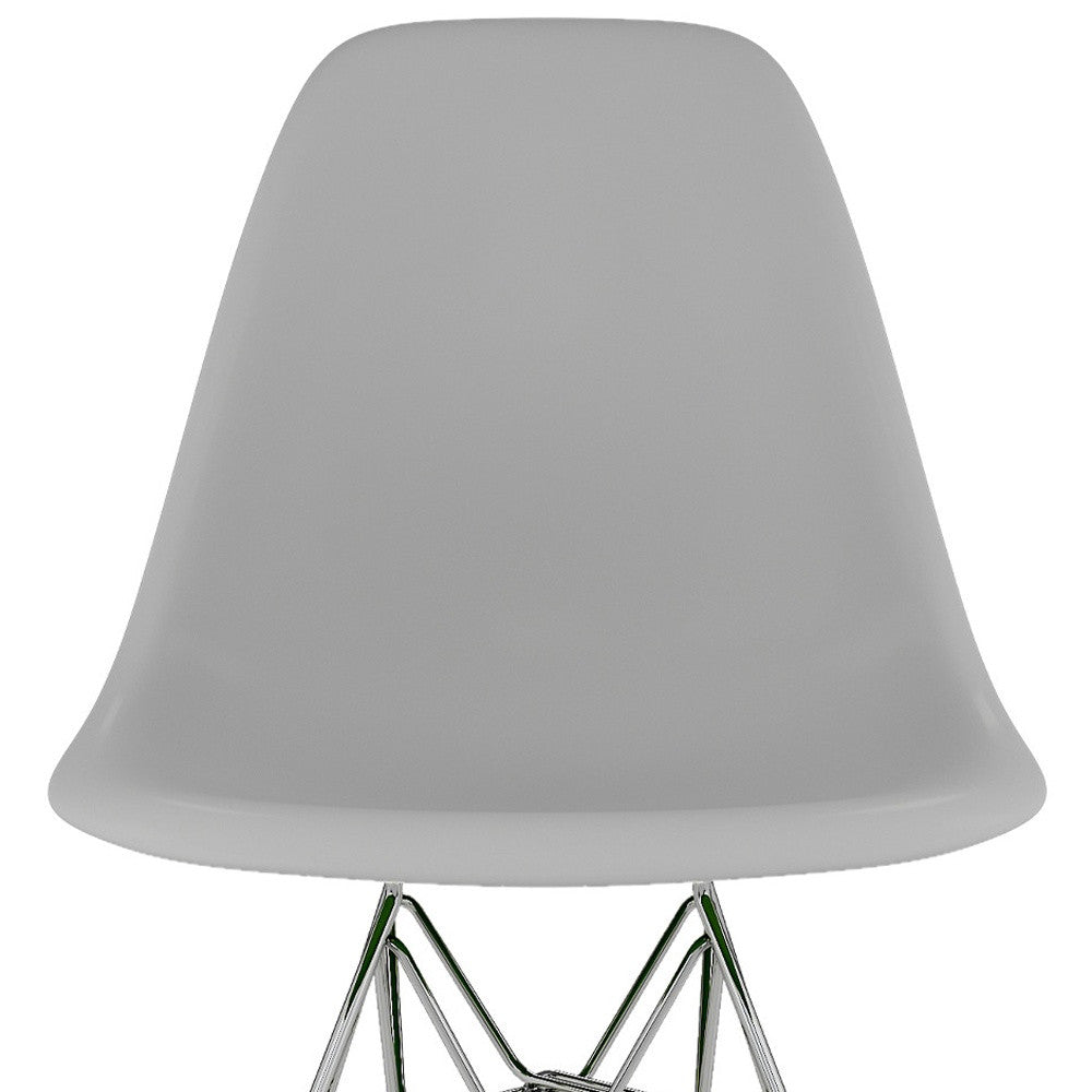 Gray and Silver Steel Dining Side Chair-Dining Chairs-DECOROLALA