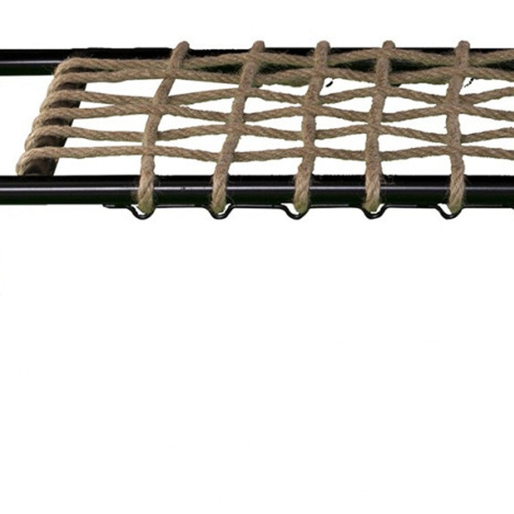 52" Black and White Metal and Faux Marble Boho Rope Oval Coffee Table-Coffee Tables-DECOROLALA