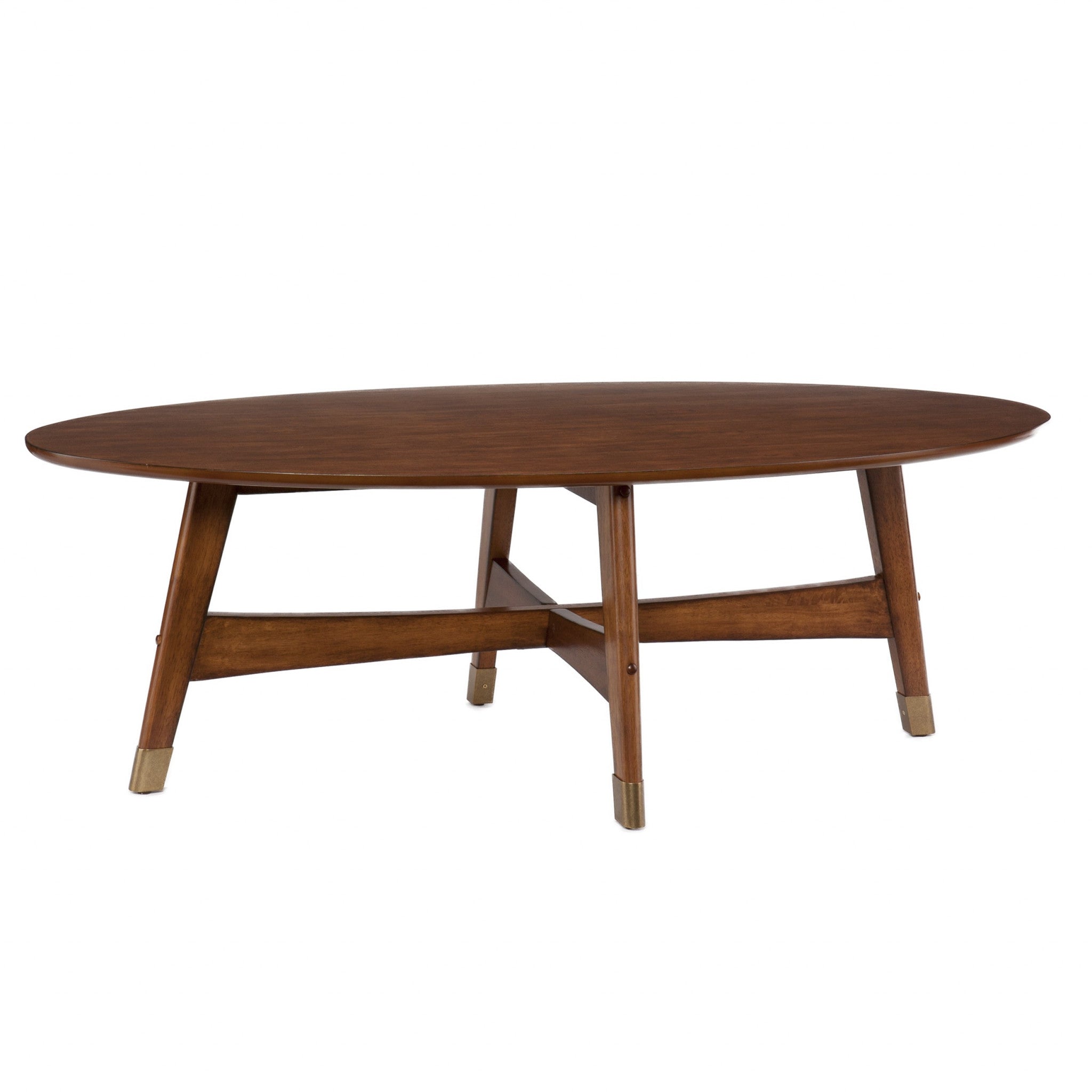 52" Brown Solid Wood With Iron Coffee Table-Coffee Tables-DECOROLALA