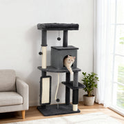52" Cat Tree with Condo, Bed, and Grooming Brush - Dark Grey-Cats-DECOROLALA