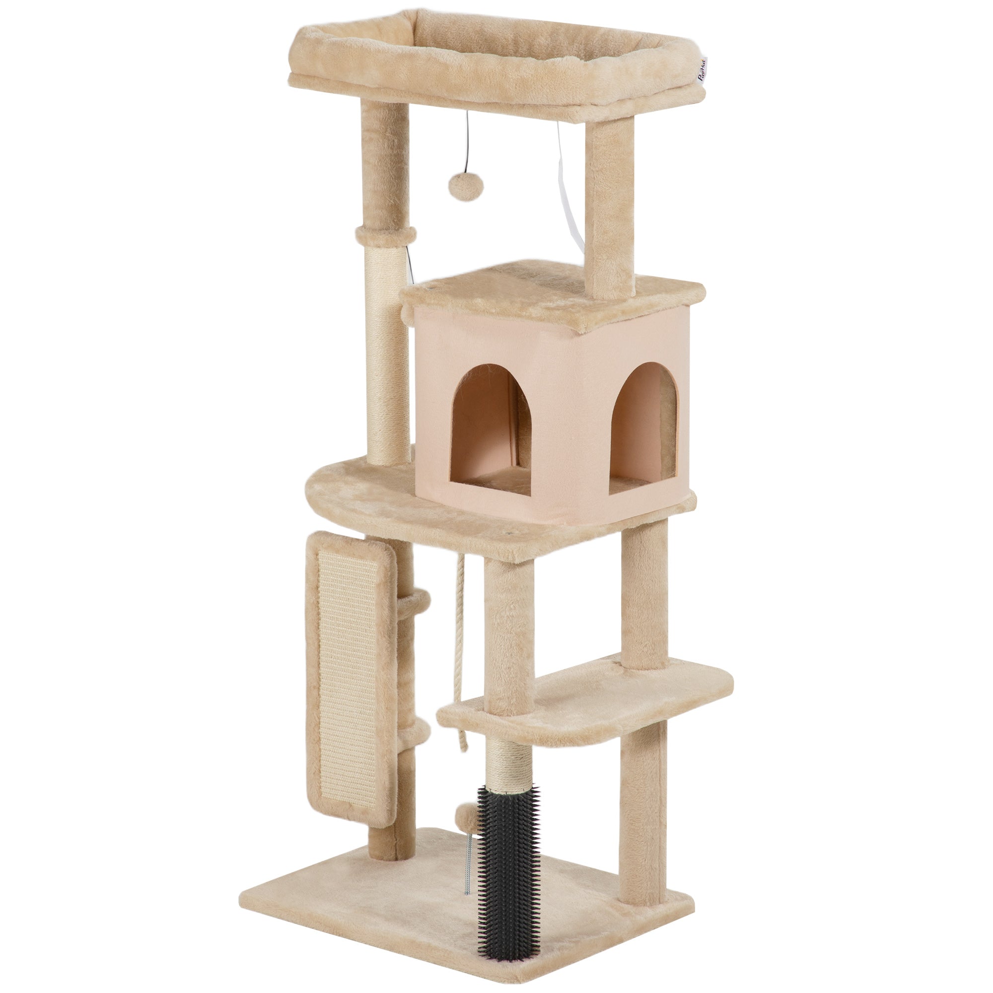 52" Cat Tree with Condo, Scratching Posts and Bed - Beige-Cats-DECOROLALA