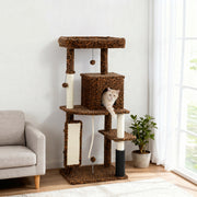 52" Cat Tree with Condo and Scratching Posts - Leopard Print-Cats-DECOROLALA