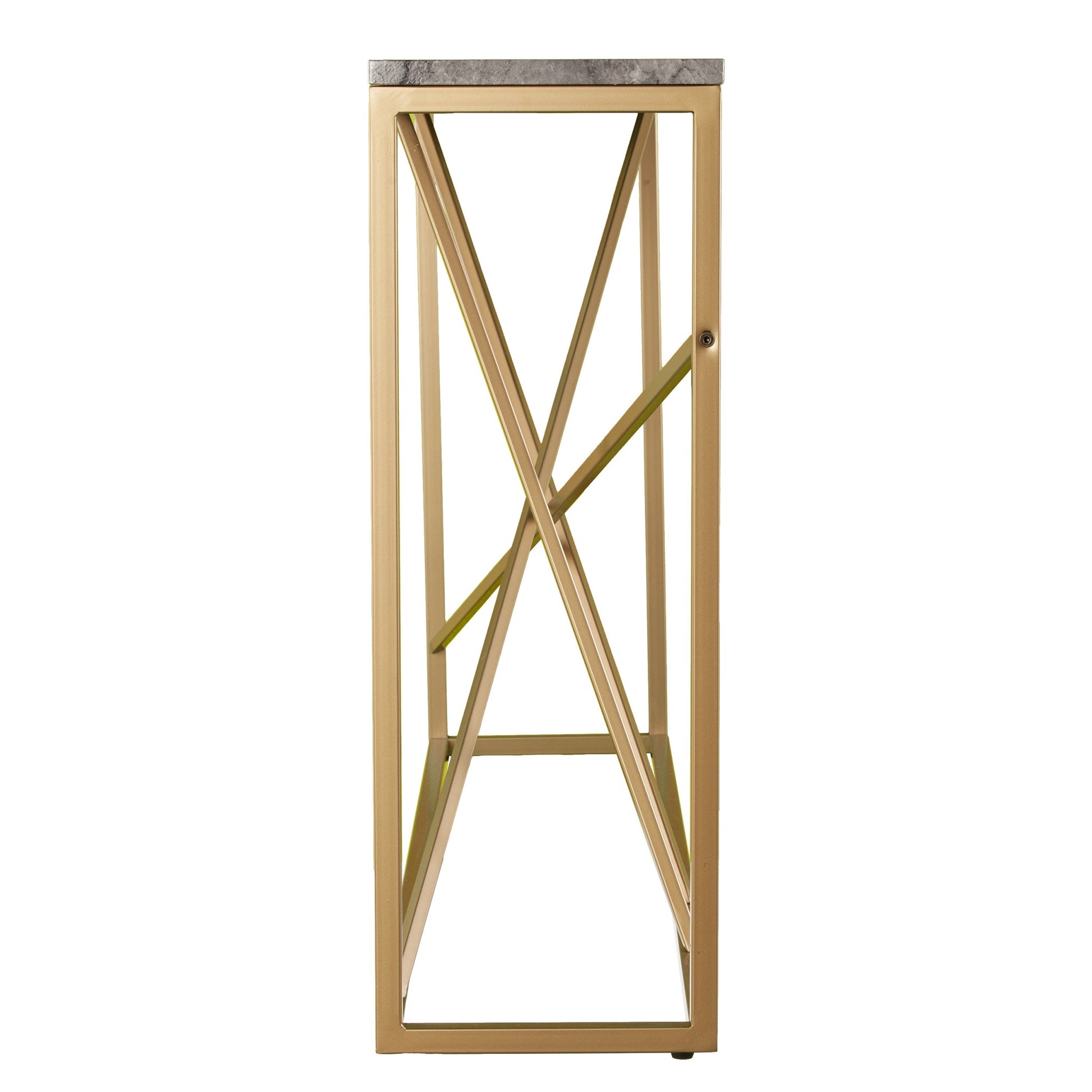 52" Gray and Gold Faux Marble Frame Console Table-Console Tables-DECOROLALA