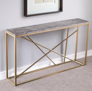 52" Gray and Gold Faux Marble Frame Console Table-Console Tables-DECOROLALA