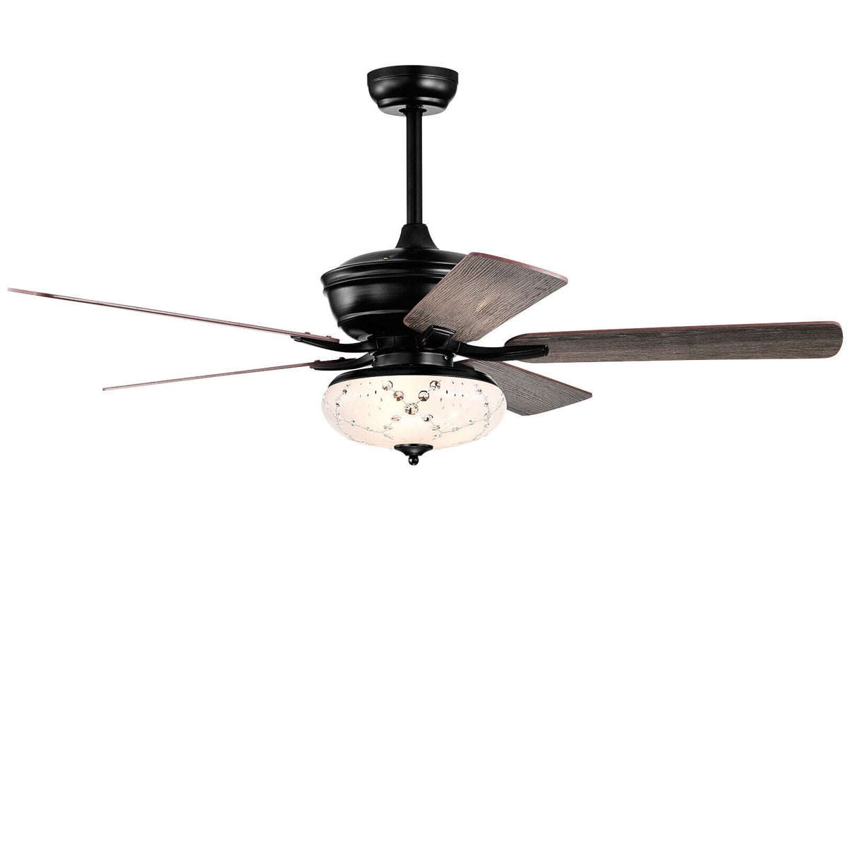 52 Inch Ceiling Fan with 3 Wind Speeds and 5 Reversible Blades-Gray-Ceiling Fans-DECOROLALA