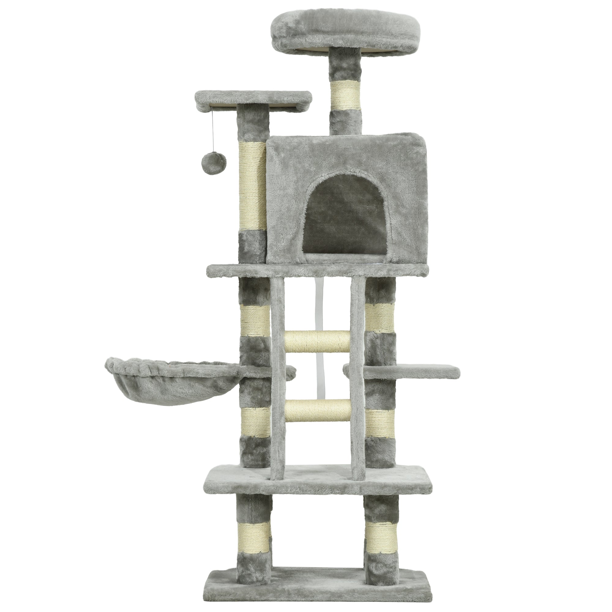 52 Inch Large Cat Tree for Indoor Cats, Light Grey-Cats-DECOROLALA