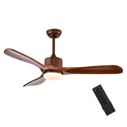 52 Inch Reversible Ceiling Fan with LED Light and Adjustable Temperature-Brown-Ceiling Fans-DECOROLALA