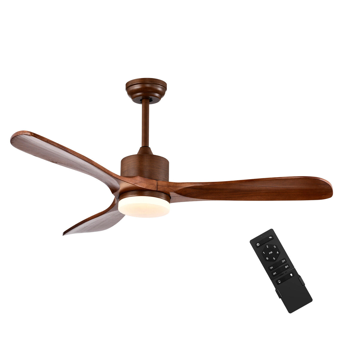 52 Inch Reversible Ceiling Fan with LED Light and Adjustable Temperature-Brown-Ceiling Fans-DECOROLALA
