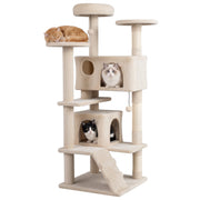 52 Inch Tall Cat Tree Tower for Indoor Cats-Beige-Cat Trees & Scratchers-DECOROLALA