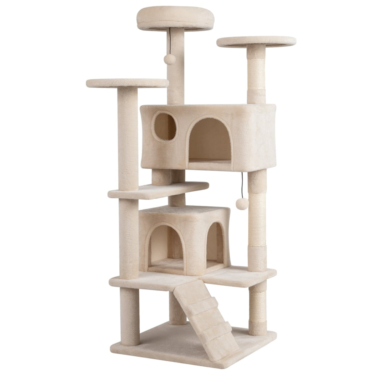 52 Inch Tall Cat Tree Tower for Indoor Cats-Beige-Cat Trees & Scratchers-DECOROLALA