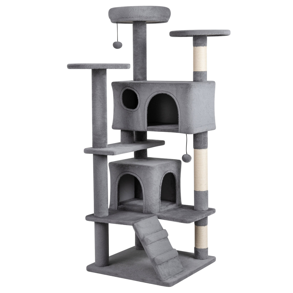 52 Inch Tall Cat Tree Tower for Indoor Cats-Light Gray-Cat Trees & Scratchers-DECOROLALA