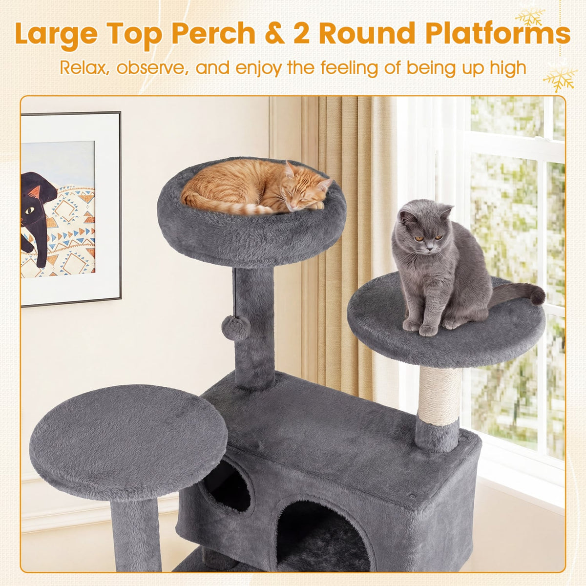 52 Inch Tall Cat Tree Tower for Indoor Cats-Light Gray-Cat Trees & Scratchers-DECOROLALA