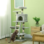 52" Multi-Level Cat Tree with Condo, Hammock and Sisal Posts - Grey-Cats-DECOROLALA