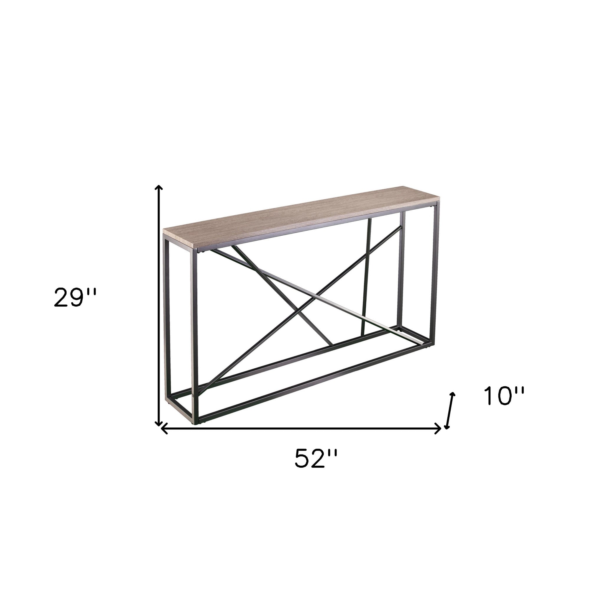 52" Taupe and Gray Faux Stone Frame Console Table-Console Tables-DECOROLALA