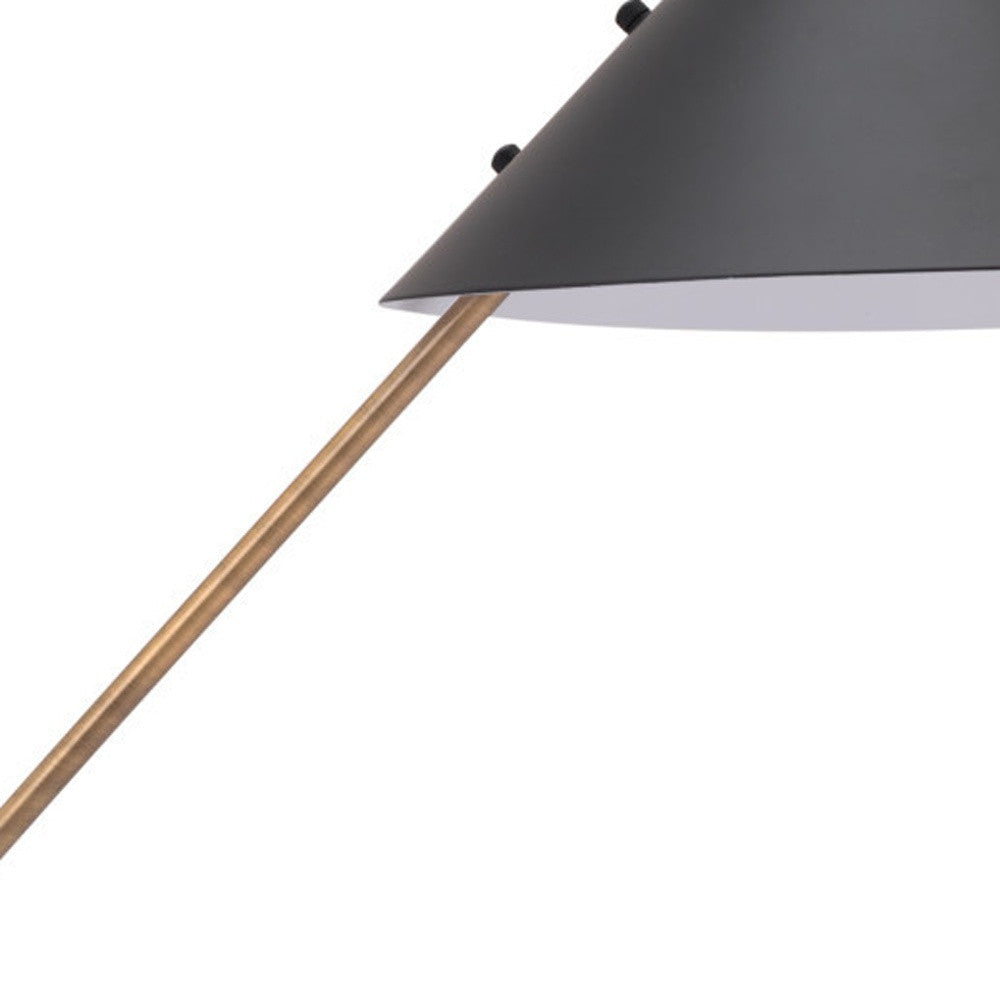 52" White Metal Bedside Table Lamp With Black Cone Shade-Table Lamps-DECOROLALA