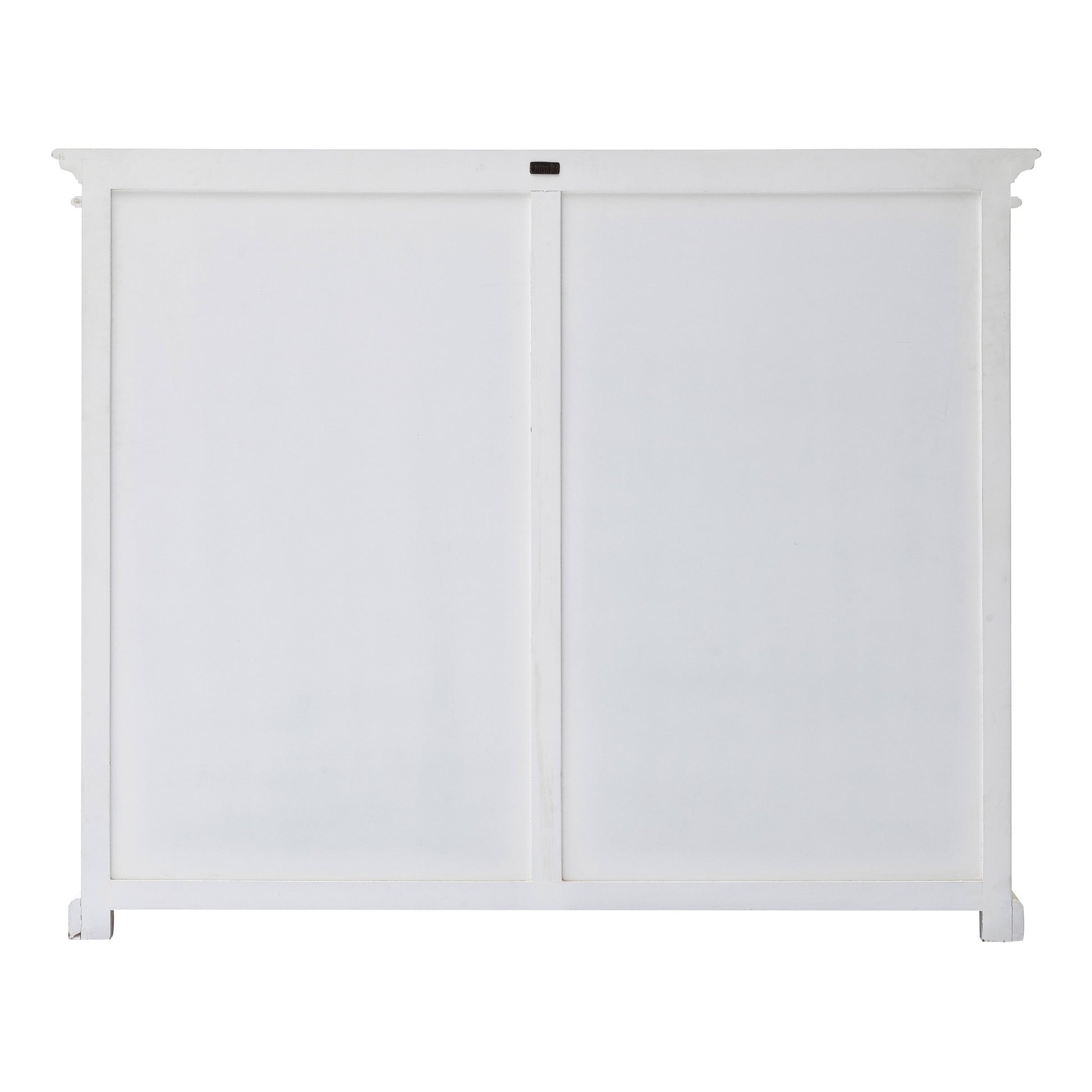 52" White Wood and Glass Two Level Storage Cabinet-Cabinets-DECOROLALA