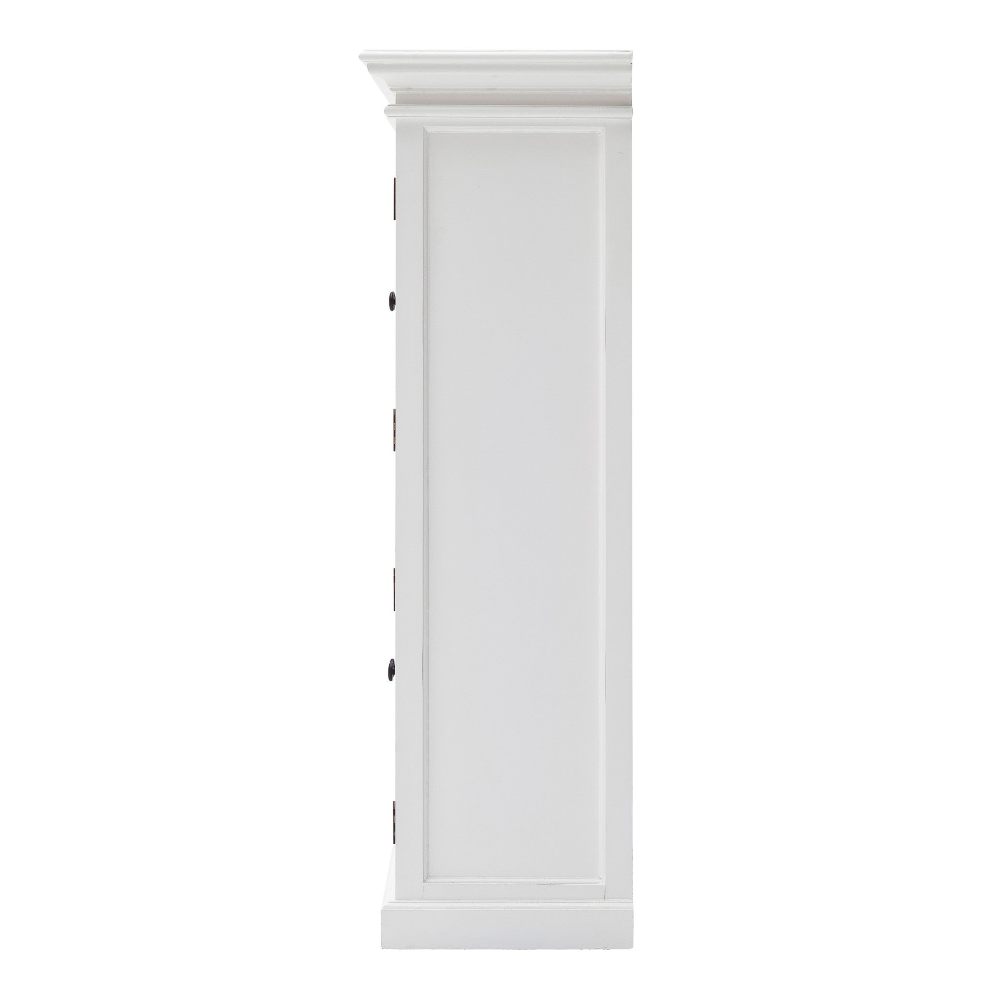 52" White Wood and Glass Two Level Storage Cabinet-Cabinets-DECOROLALA