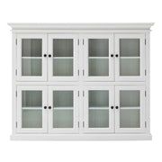52" White Wood and Glass Two Level Storage Cabinet-Cabinets-DECOROLALA