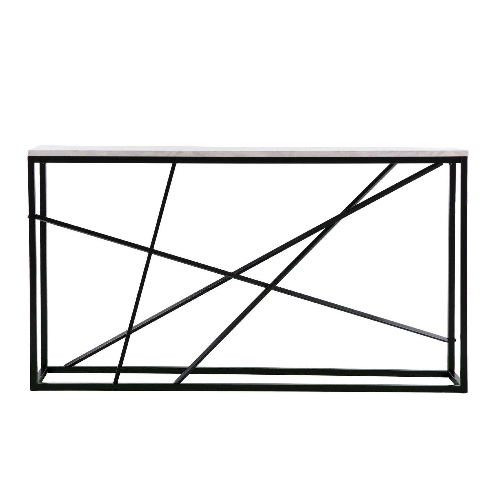 52" White and Black Faux Marble Frame Console Table-Console Tables-DECOROLALA